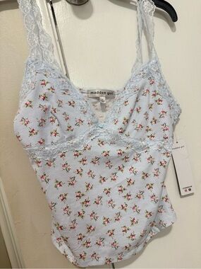 Madden Girl Light Blue Floral Lace Cami Top